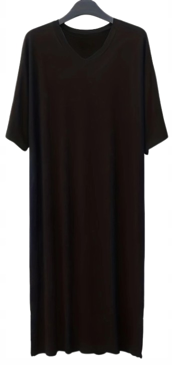 Pánská Noční Košile Příjemná Na Dotek Elastická Viskóza Černá Košile L