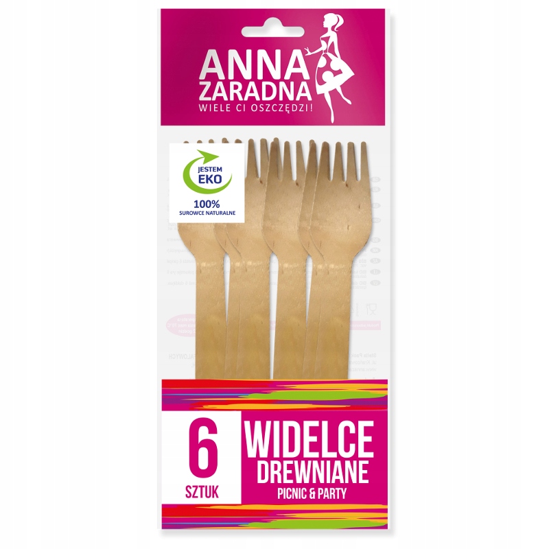 

Anna Zaradna Widelce Drewniane Eko 6 Sztuk
