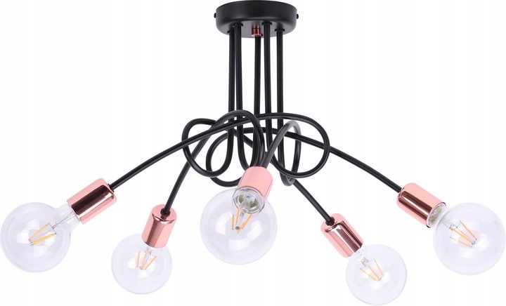 Luster s dekoratívnym záhybom v strede jedálenskej lampy Edison meď