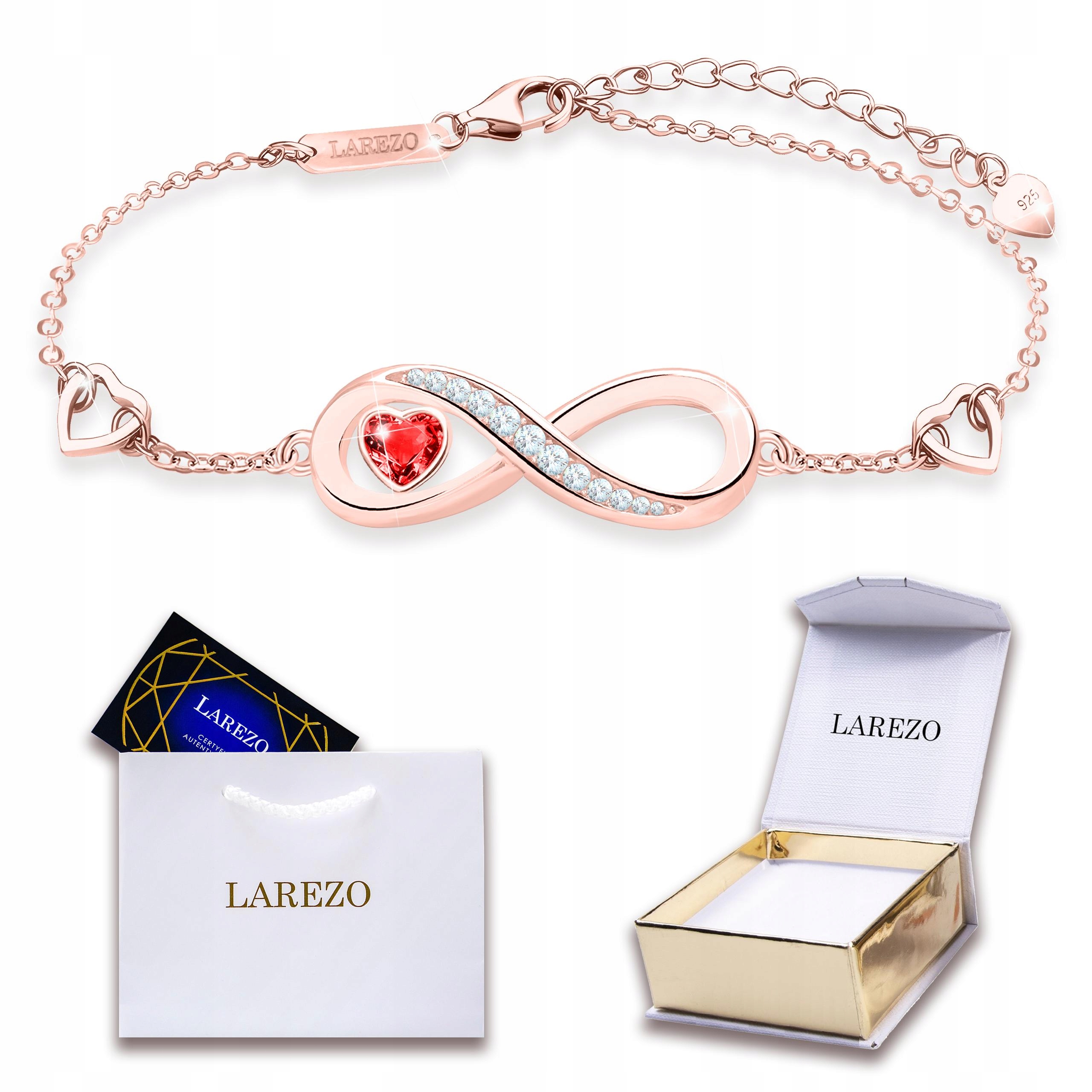 Pozlacený náramek Červená Zirkon s nekonečnem Love Stříbro 925