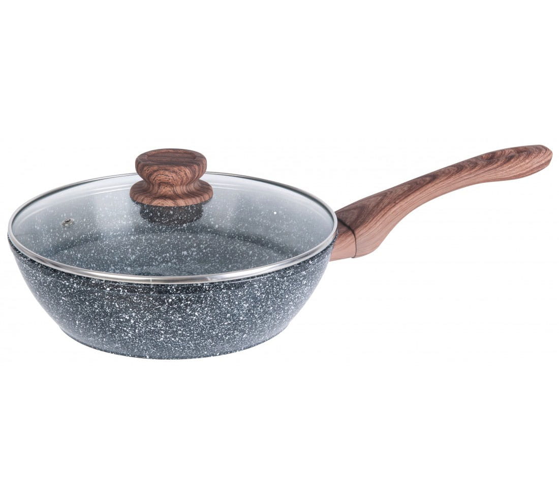 Patelnia wok 28cm Powłoka Granitowa granit wood KINGHOFF KH-1584