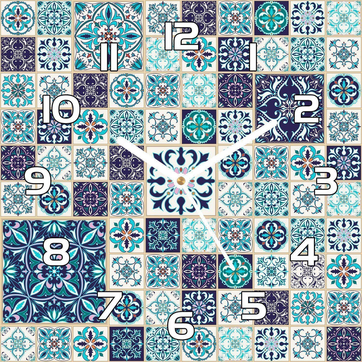 

Cichy zegar na szkle Piękny patchwork 30x30 cm