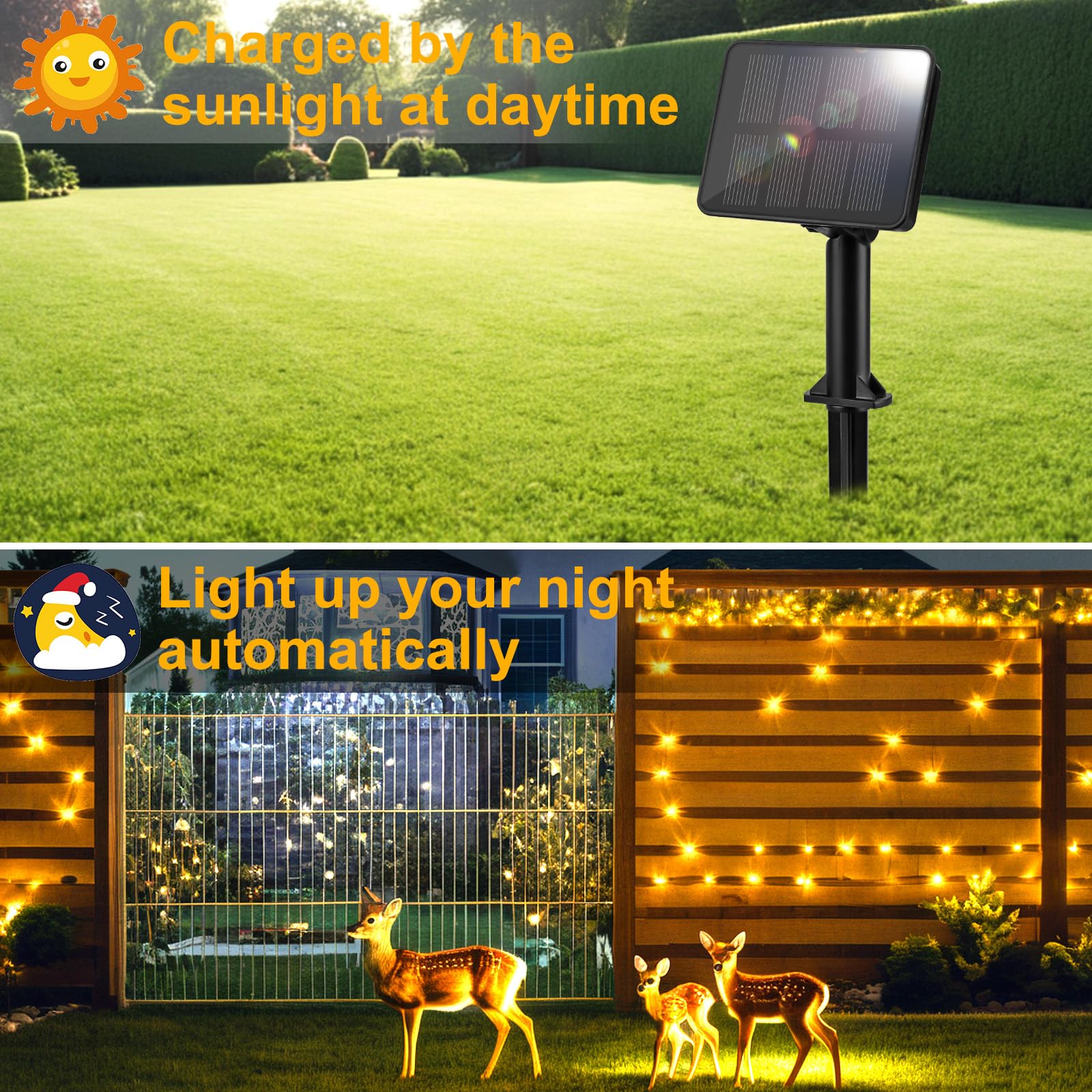FFZZKJ Solarna Girlanda Zewnętrzna 12M 120LED IP65 Wodoodporna Ogród Taras — miniatura 2