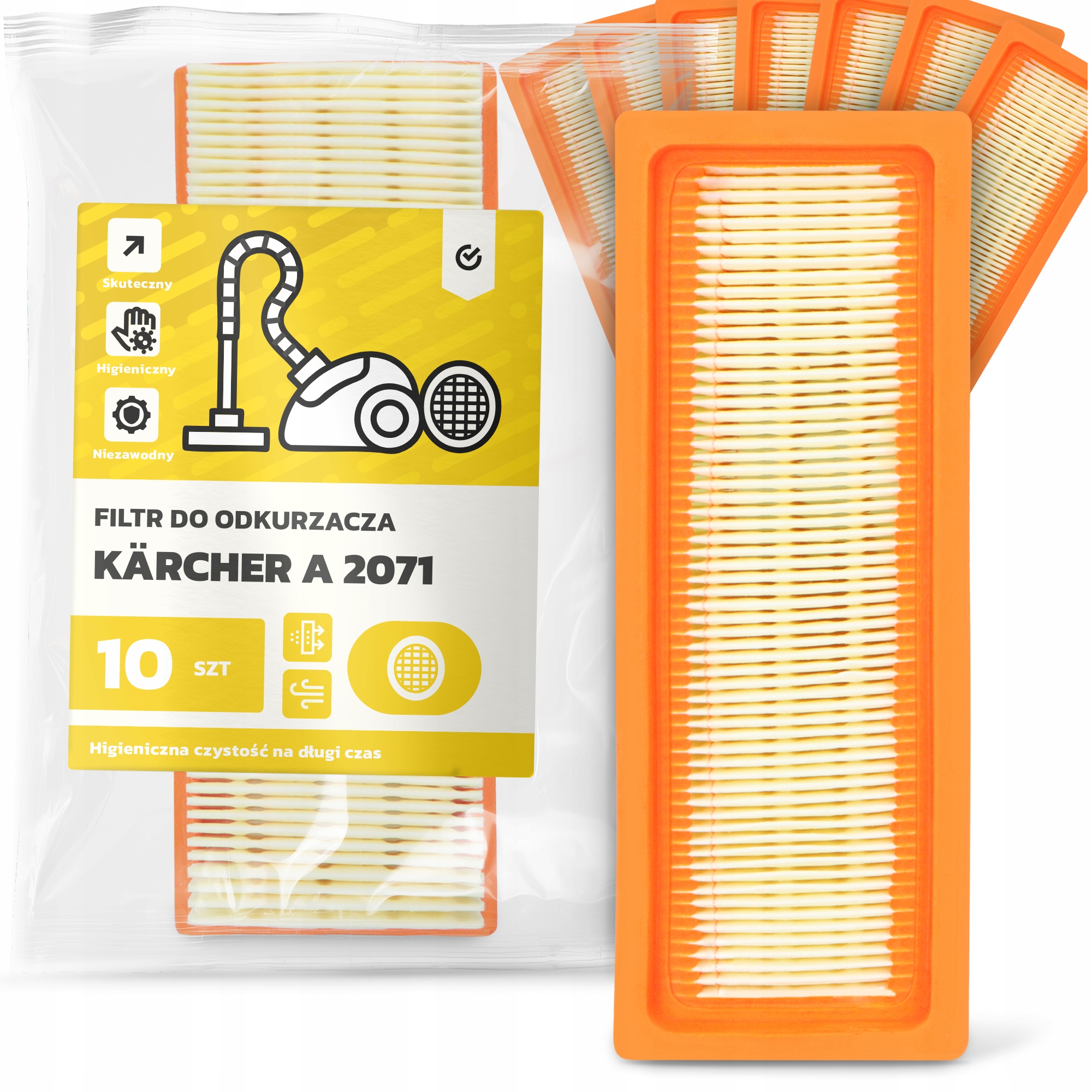 10 x Vzduchový Filtr Pro Vysavač Kärcher A 2071 Omyvatelný Výkonný Em-w