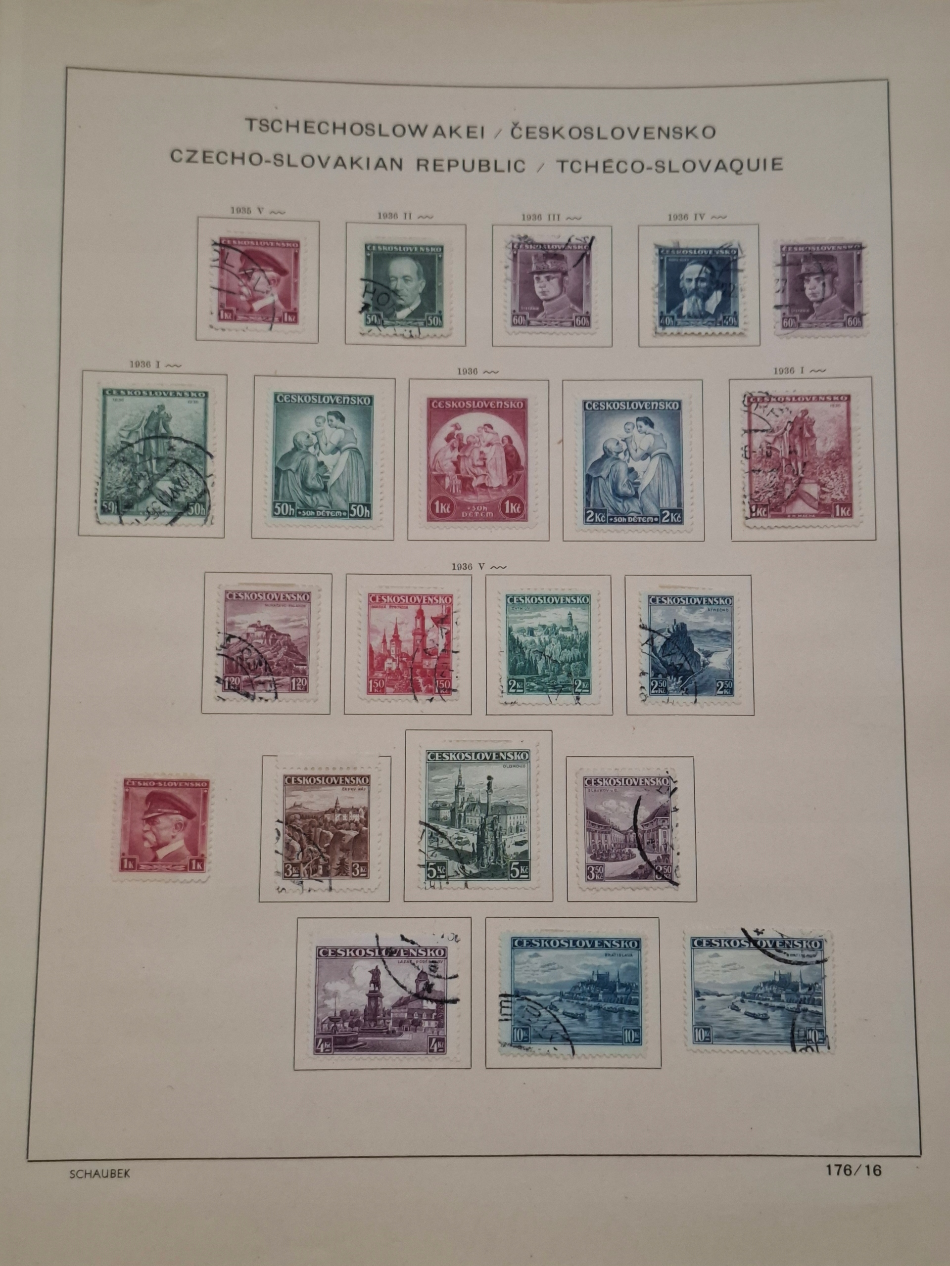 Znaczki Czechosłowacja strona z klasera Czechy