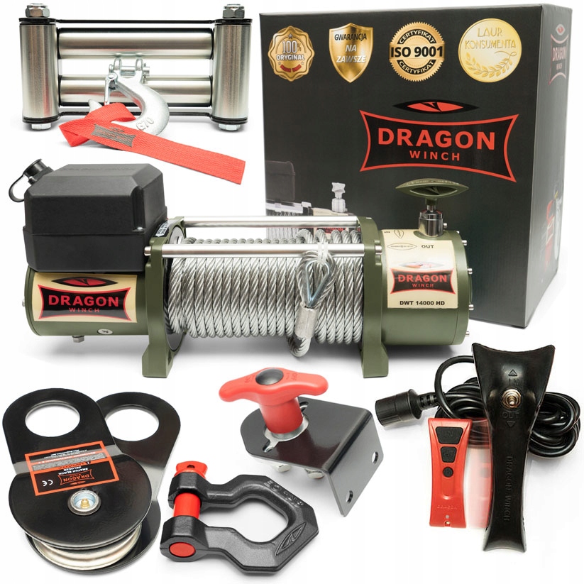 6,4T Naviják Dragon 12V Elektrický lanový Naviják automobilová odtahovky