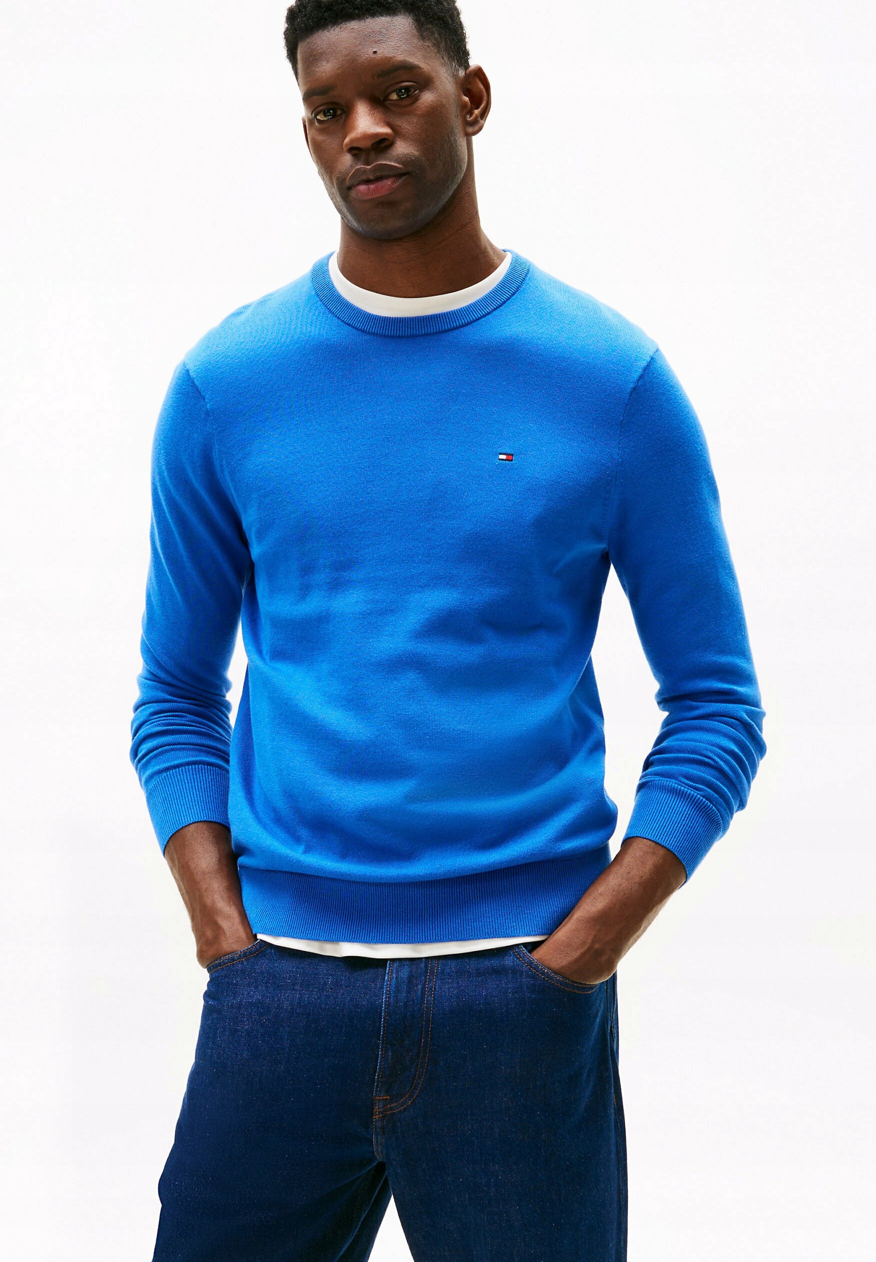 Tommy Hilfiger Modrý Pánský Svetr S Logem, Bavlněný, 6EA