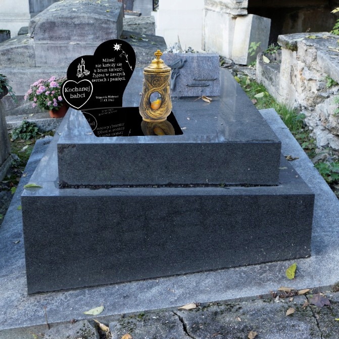 Znicz na GRÓB Cmentarz NAGROBNA Podstawka POD ZNICZ Personalizowana AKRYL Długość 34 cm