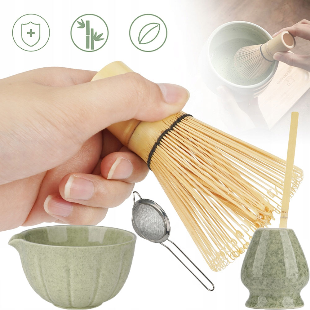 Levně Čajová Sada Matcha 5 Ks Misek S Mixérem A Sítkem, Přírodní Dárek