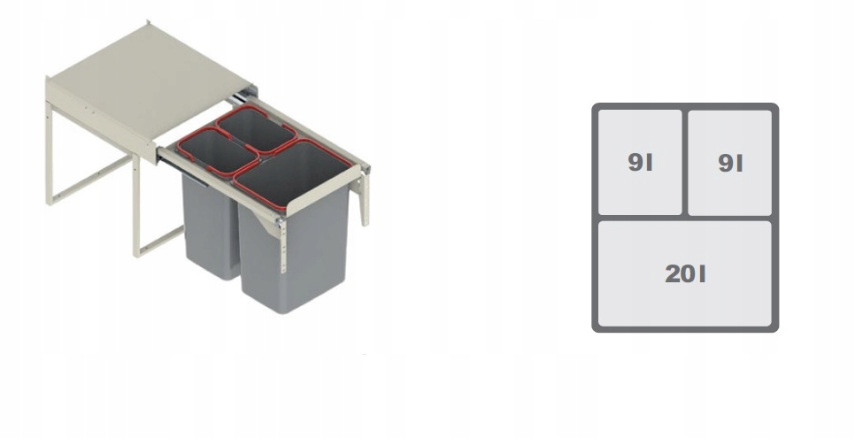 SORTOWNIK KOSZ NA ŚMIECI 45 Z DOMYKIEM JC606M-3 FR