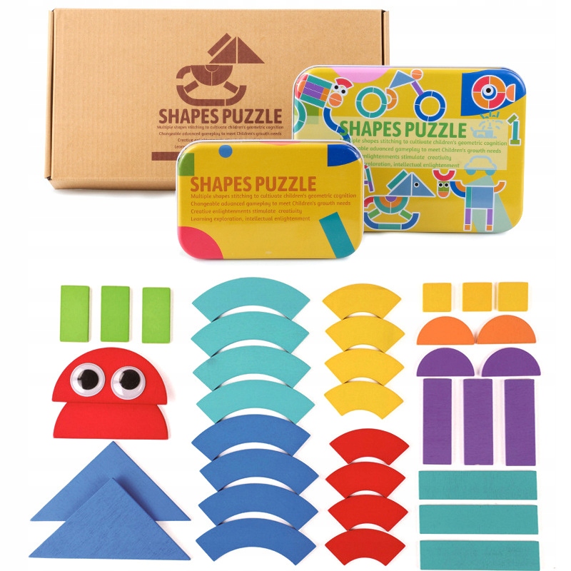 

Drewniana Układanka Puzzle Geometryczne Montessori