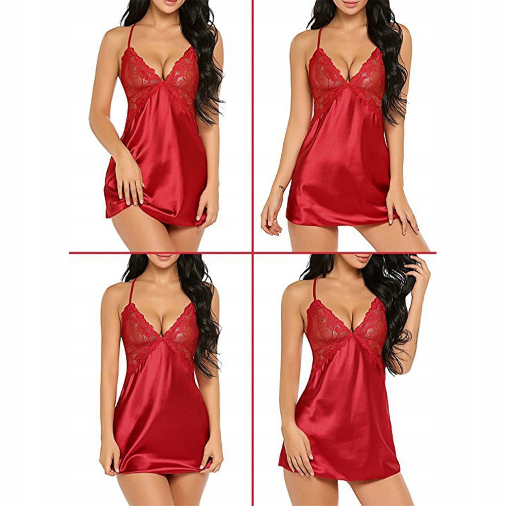 KOMPLET BIELIZNA KORONKA KOSZULKA NOCNA STRINGI Zawartość kompletu Stringi Z koszulką