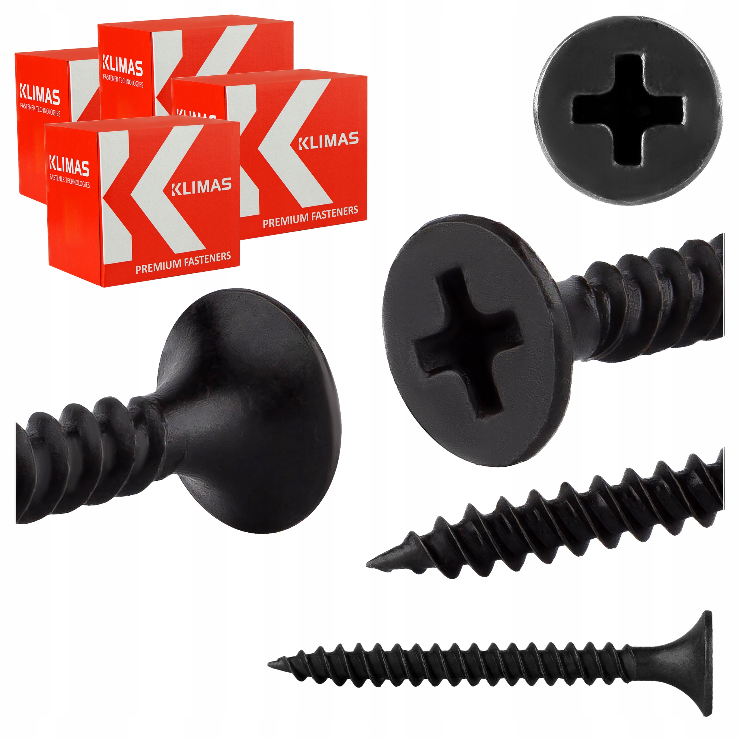 Šrouby do sádrokartonových desek Gk do kovu 3,5x35mm 4000 ks Černé Klimas Ksgm