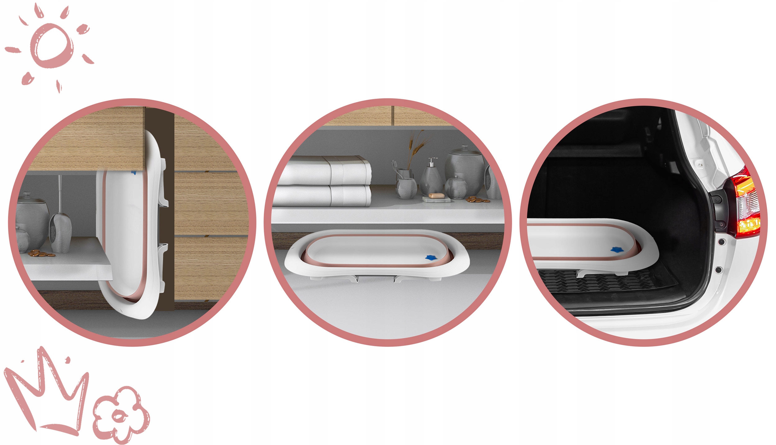 Wanienka dla niemowląt RK-281 biało-różowa Marka RicoKids