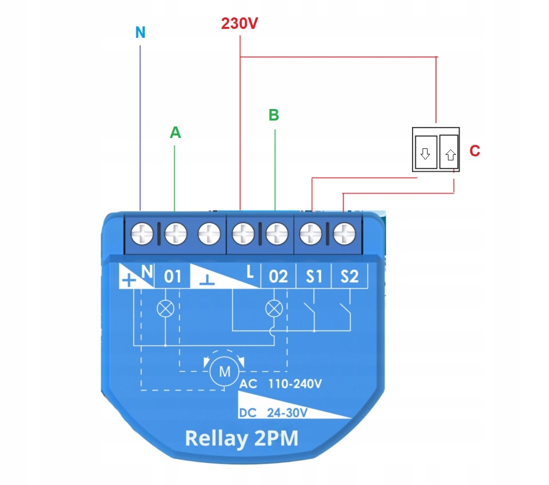 Sterownik WiFi 2 kanałowy Rolet ESP32 z OpenSource Tasmota HomeKit Supla 2C Zasilanie sieciowe