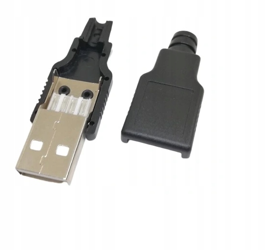 Wtyk USB typ A z Osłoną Montowane na Kabel, Męski Marka Inna