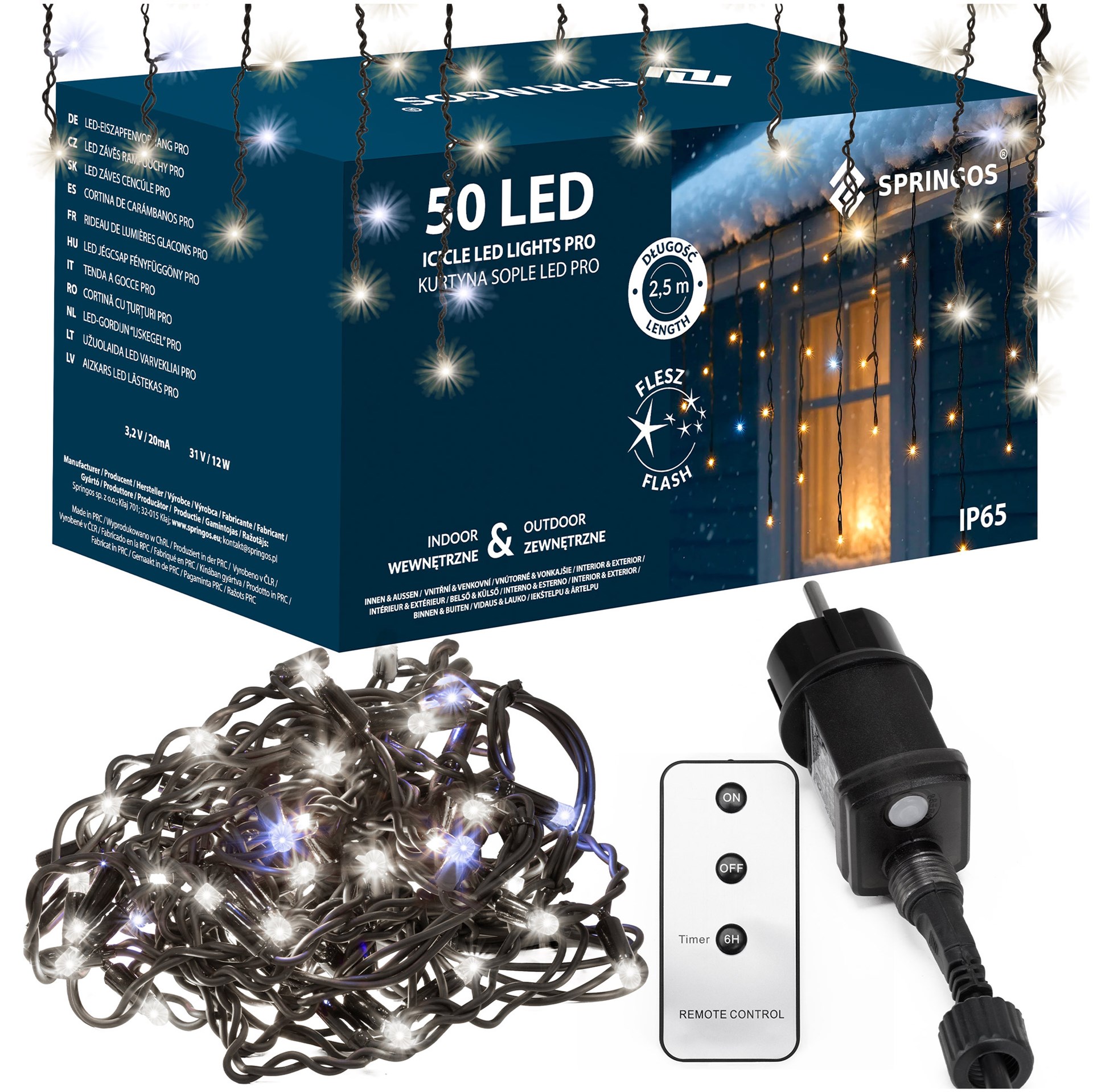 Venkovní Osvětlení 500LED IP65 Sople Profesionální Časovač Pilot Flash 25 m