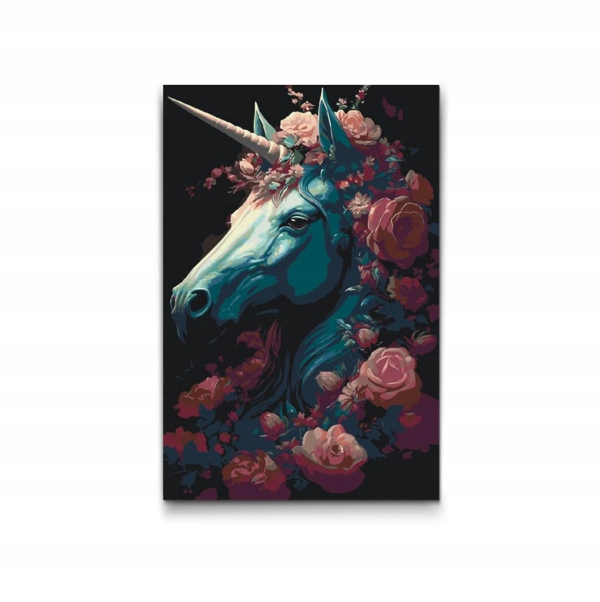 Malování Podle Čísel Kůň Barevný Jednorožec Květiny Růže Růžové 40x60 cm