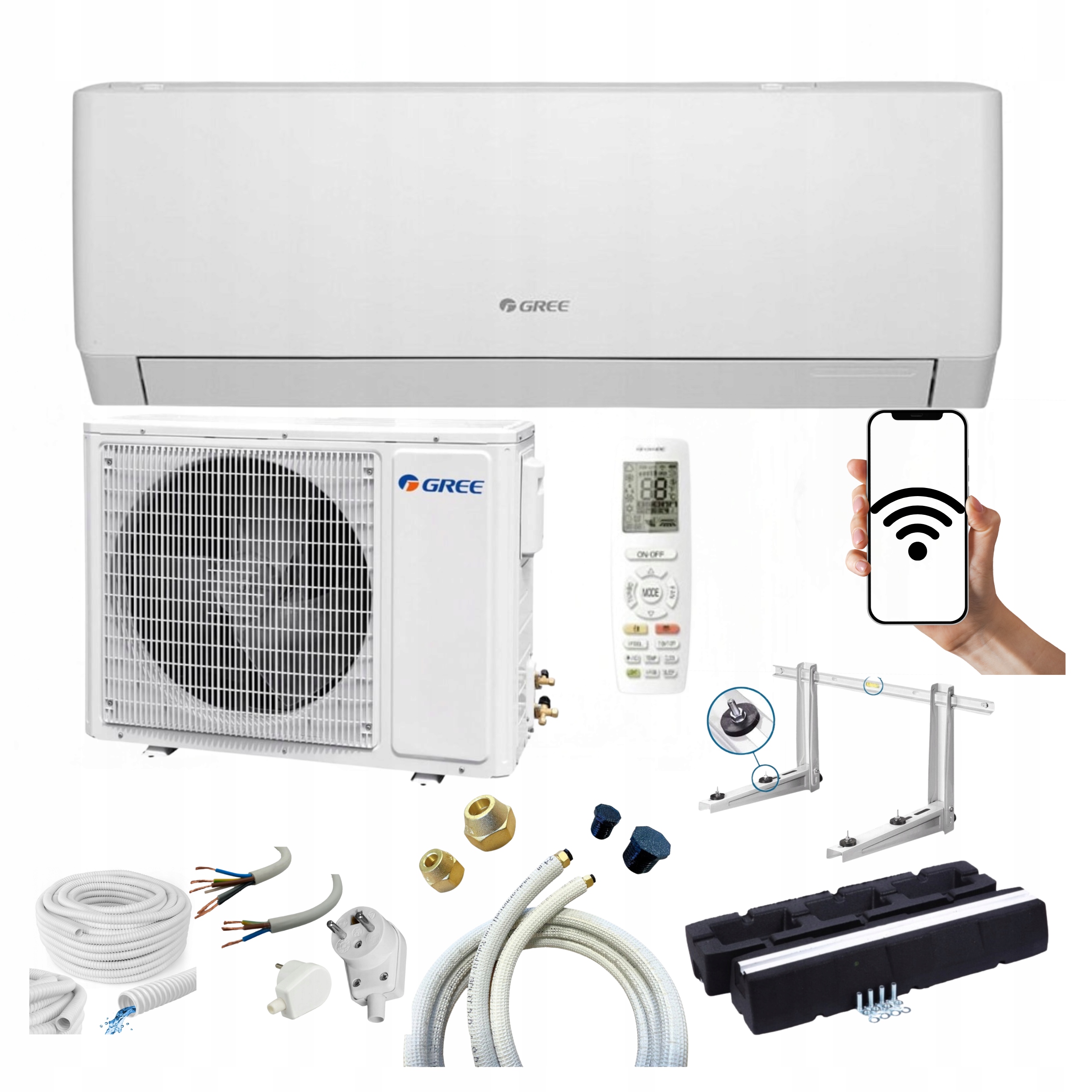 Nástenný klimatizátor Gree Pular Pro 3,5 kW WiFi Ohrievač Sada Na Montáž