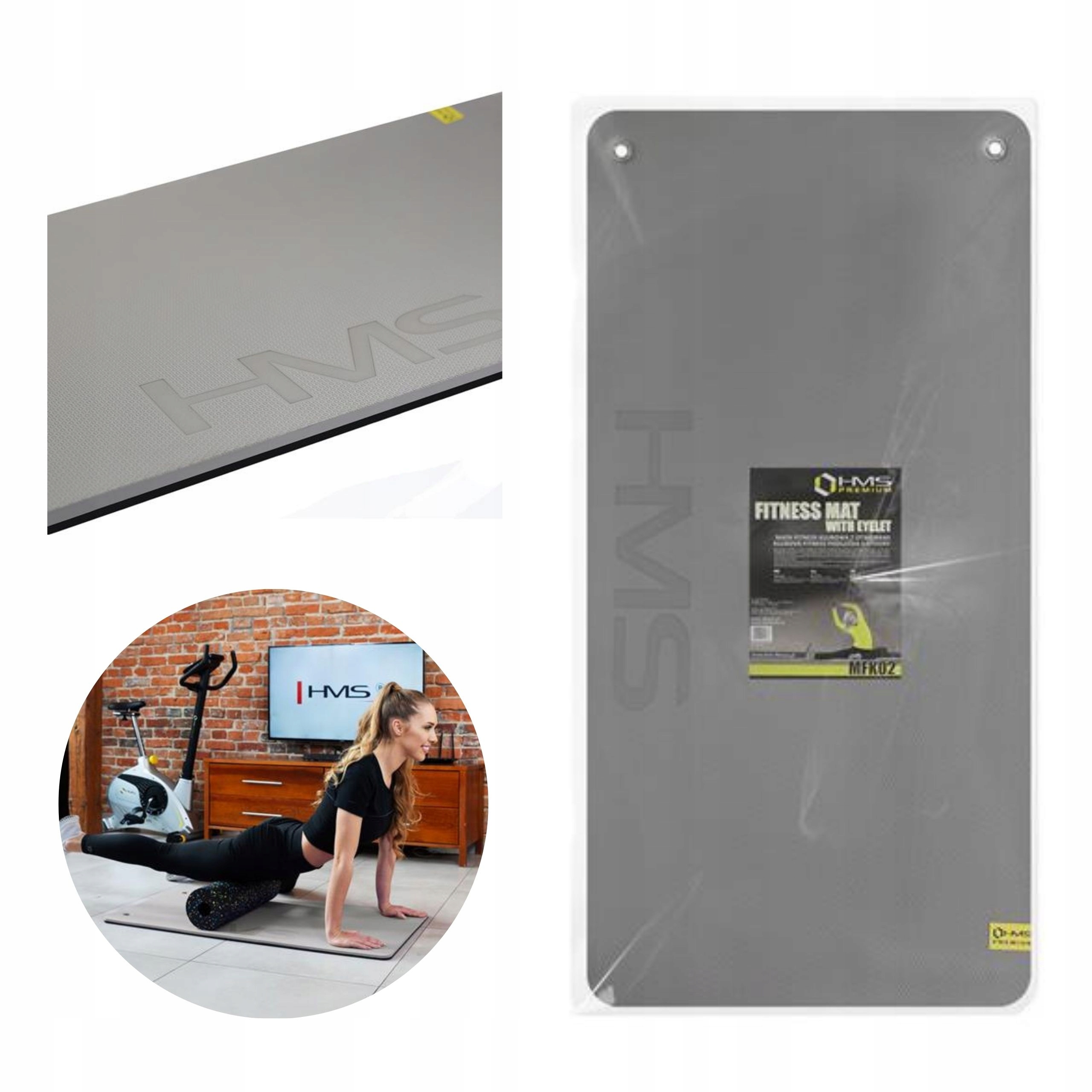 Solidna mata treningowa gimnastyczna z otworami do ćwiczeń fitness 2cm Hms