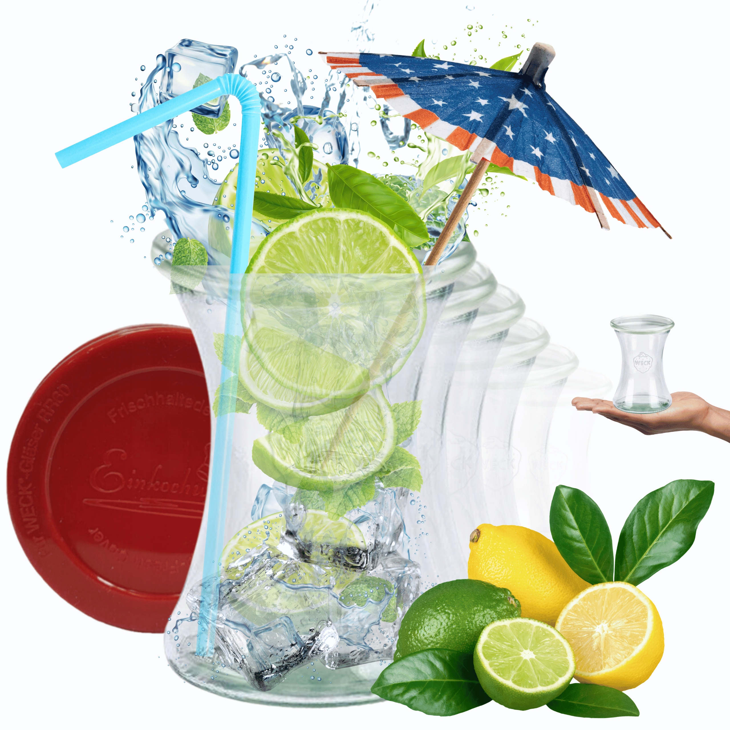 Poháre Weck 370 ml nápoje Deli žiaruvzdorné silikónové, veko 6ks, Trvanlivé