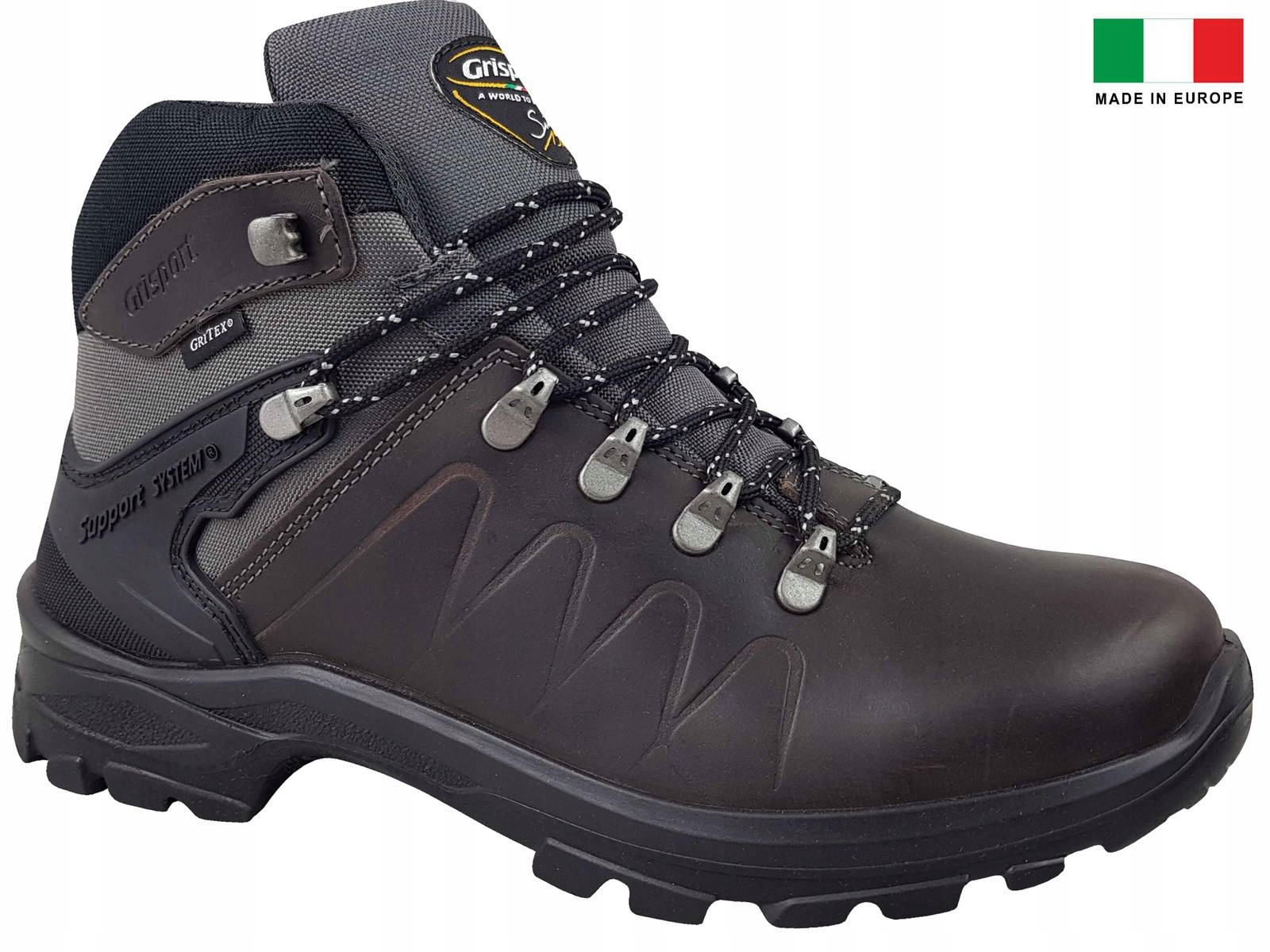Obuwie skórzane trekkingowe nad kostkę z membraną Gritex, kolor czarny, rozmiar 43