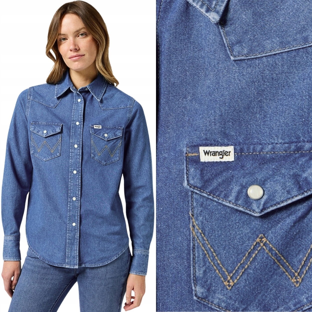Wrangler Heritage Shirt Barrel Blue Dámská Džínová Košile Regular Fit S