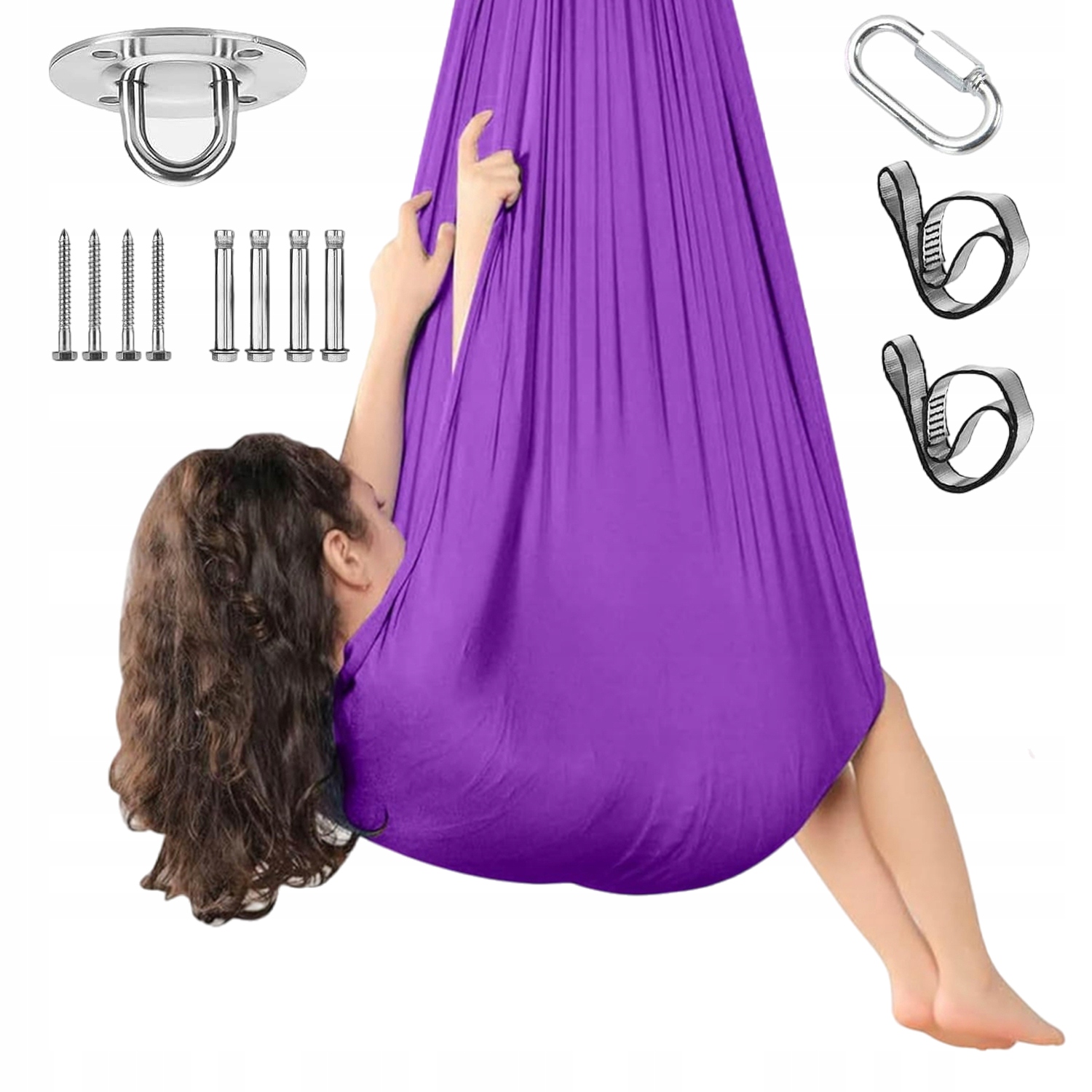 Hamak Sensoryczny Chusta Akrobatyczna Dla Dzieci 280X150CM Fiolet Jasny