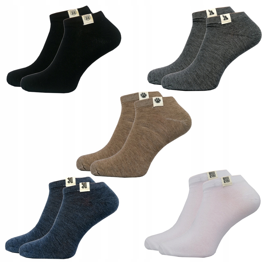 

5x Stopki Męskie Krótkie Naszywki Skarpety Bawełna