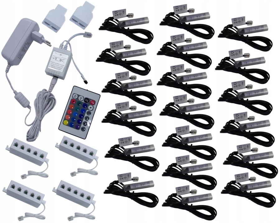 19 x Rgb Led klipy pro polic skel a klip Komplet