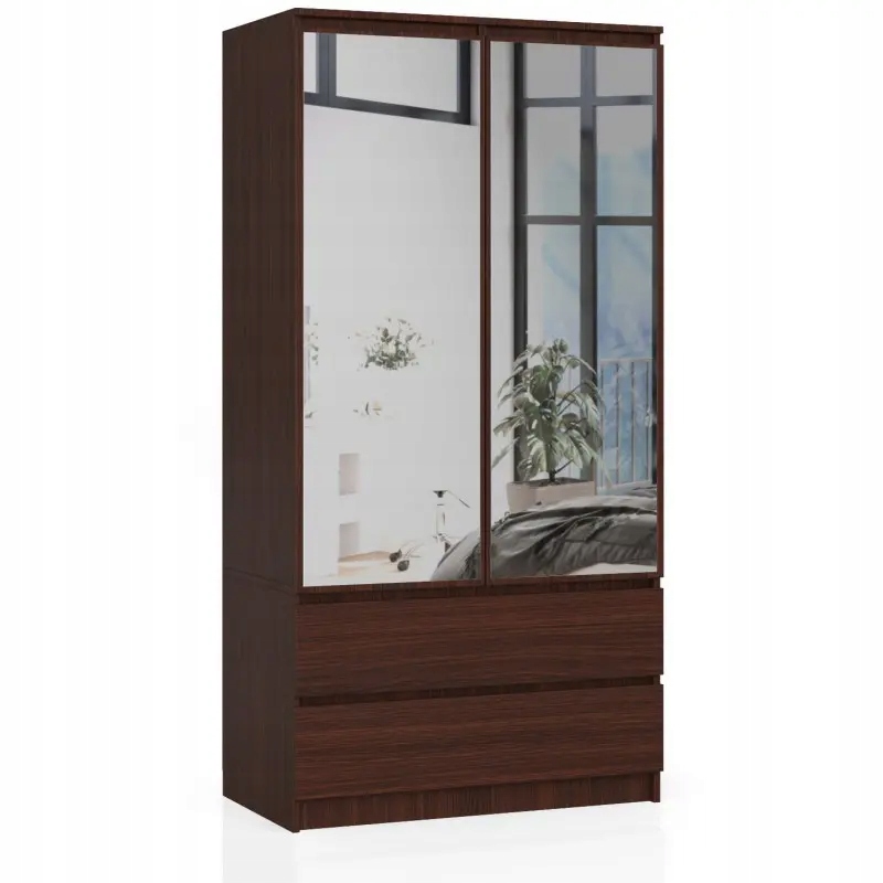 

Szafa do sypialni wenge 90 cm z lustrem 4 półki
