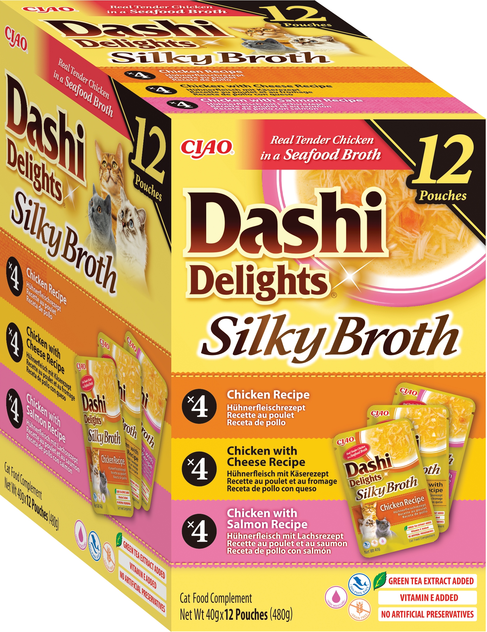 Inaba Silky Broth Kuřecí Ryba Hřebenatky krmivo pro kočky 12x40g-...