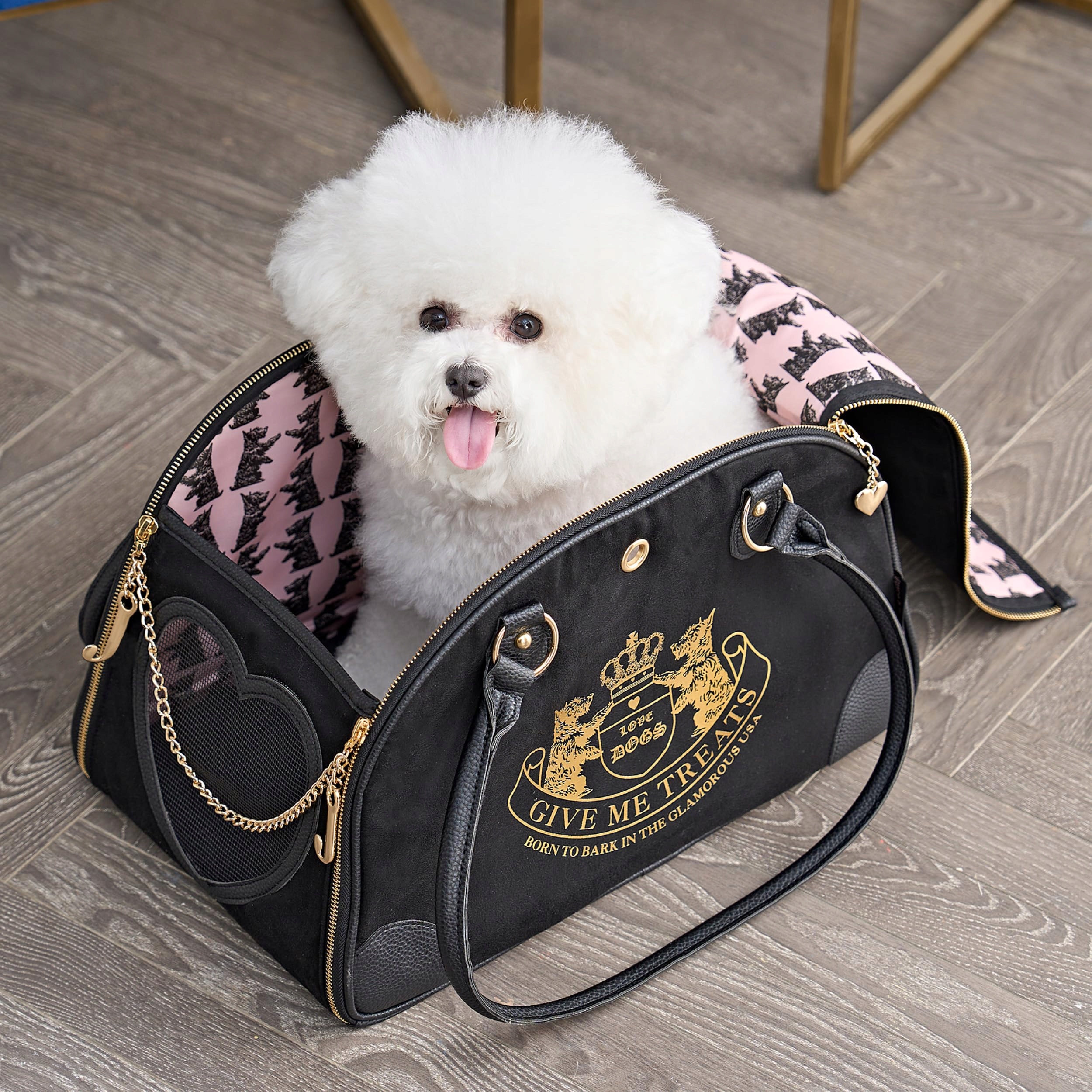 JUICY COUTURE Stylowa Czarna Torba Transportowa Dla Małych Psów i Kotów — miniatura 4