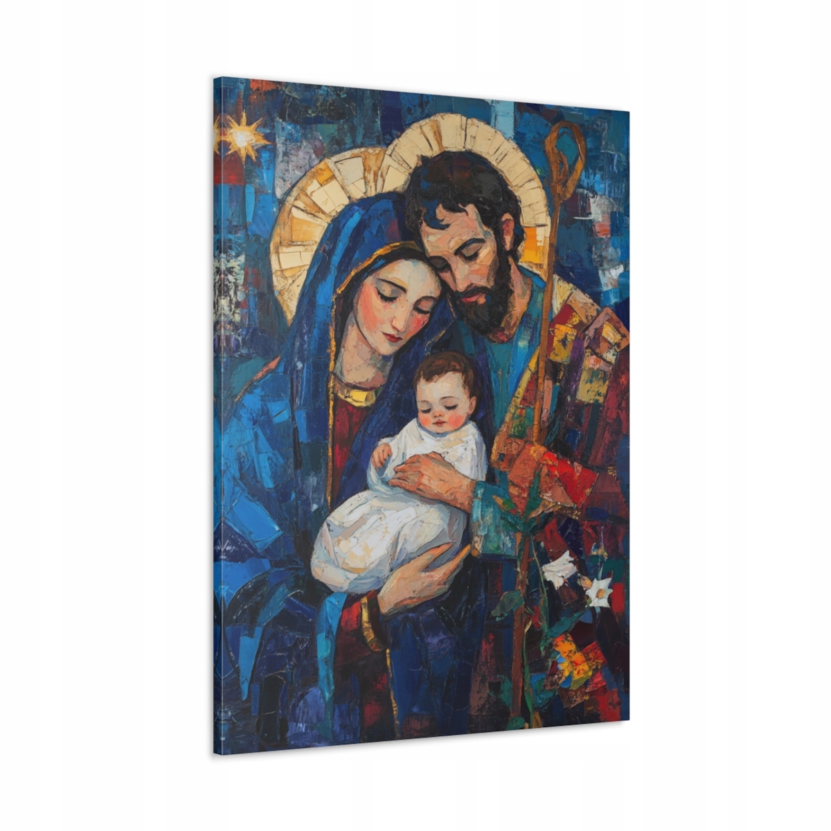 Náboženský obraz Svatá Rodina Josef Maria Ježíš styl abstrakce 100x70