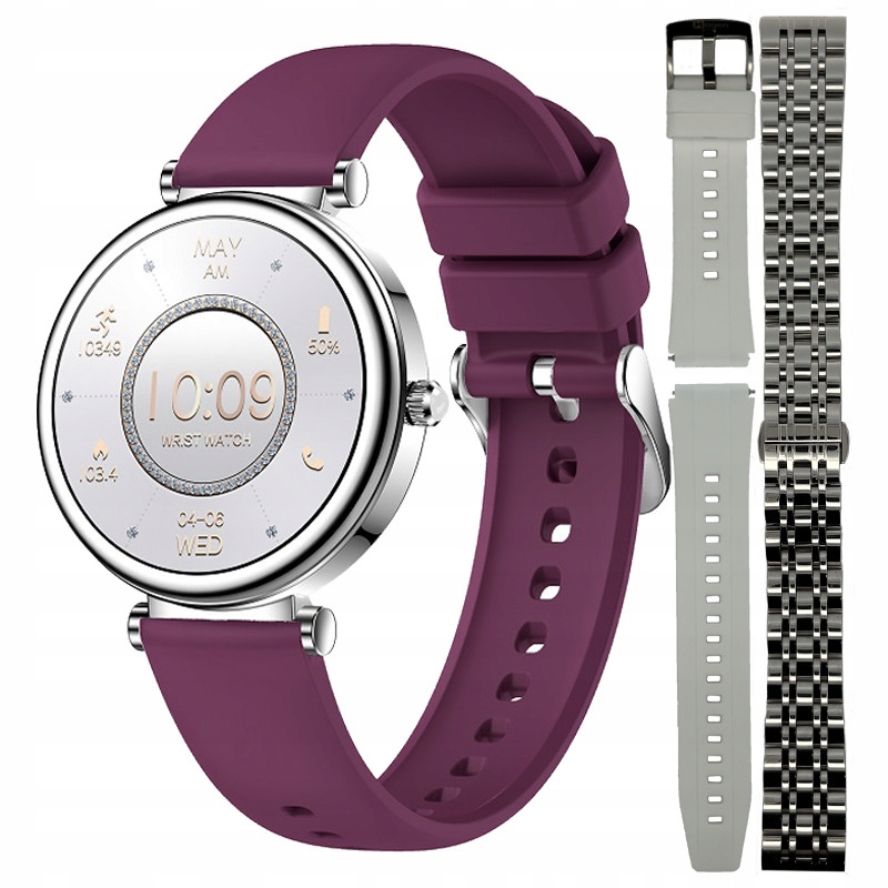 Chytré Hodinky Dámský Hagen HB40.211.5321.1211-SET fialový pásek