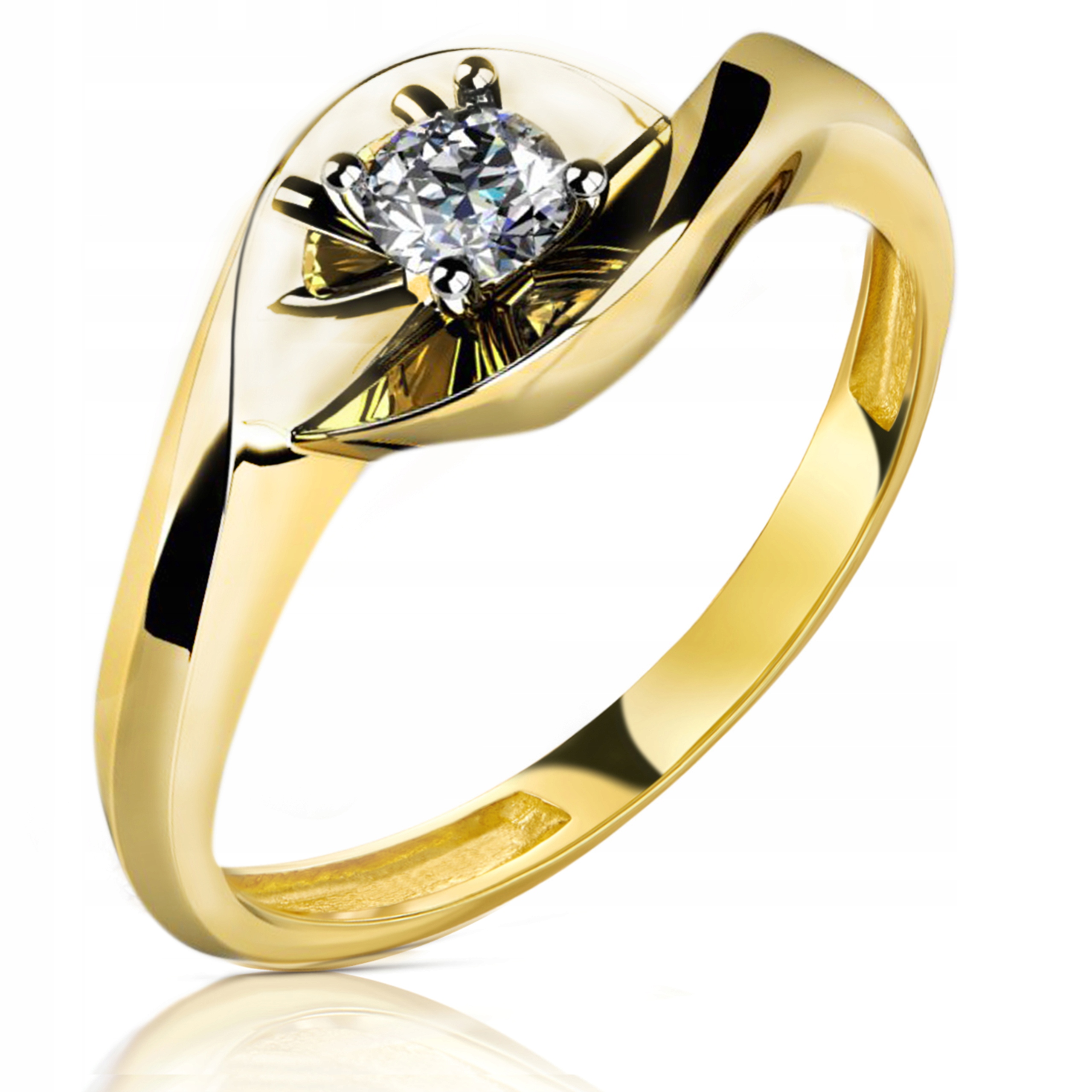 

Złoty Pierścionek Zaręczynowy 333 8K Cyrkonia r17