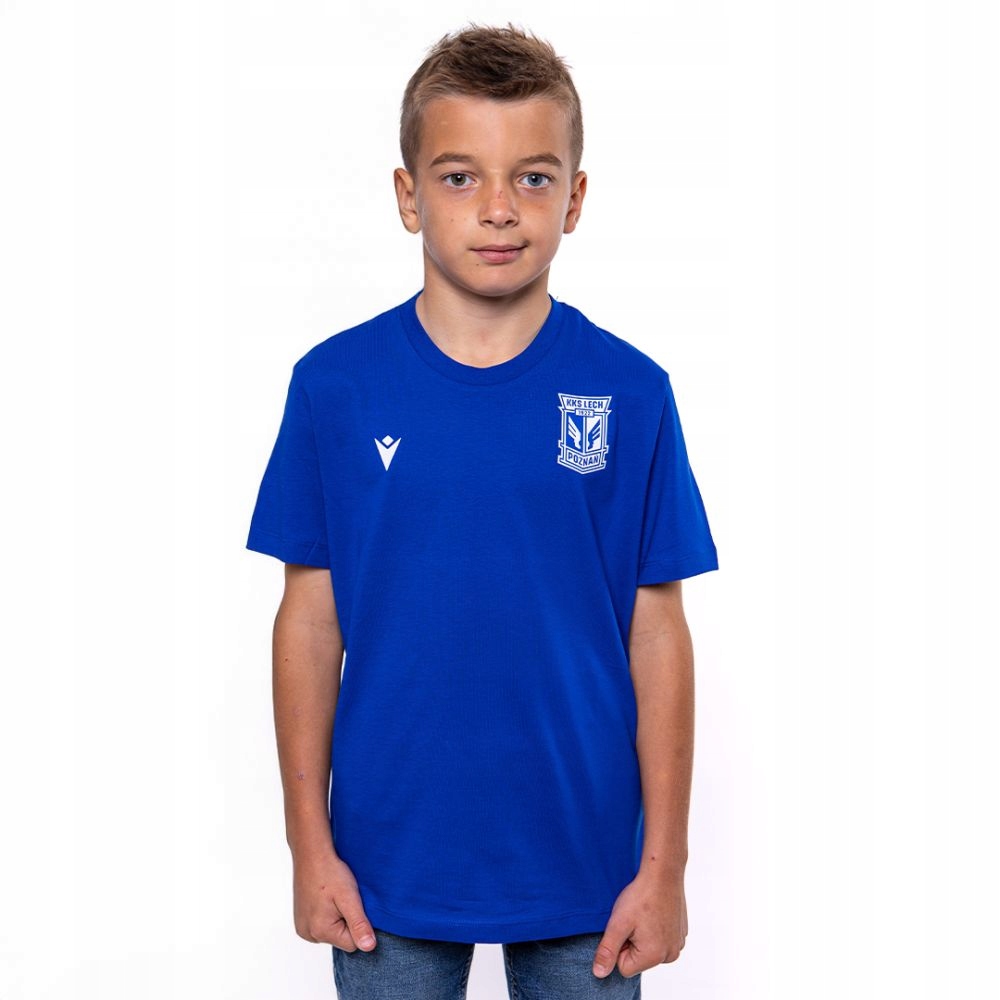 Koszulka Dziecięca Lech Poznań Macron Bawełniana Niebieska r. 133-145cm Xxs