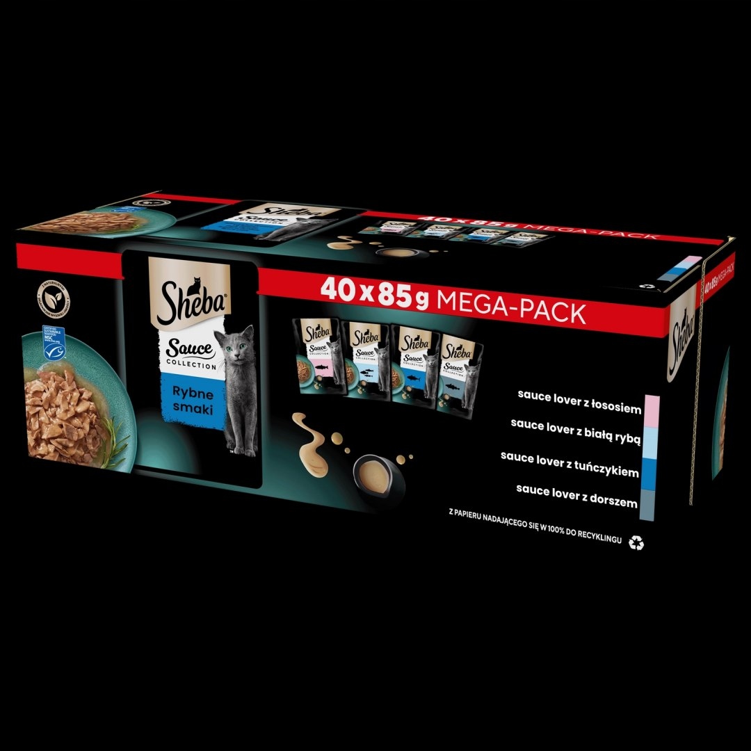 Levně Sheba Sauce Collection Krmivo Pro Kočky Rybí příchutě 40x85 g Sheba