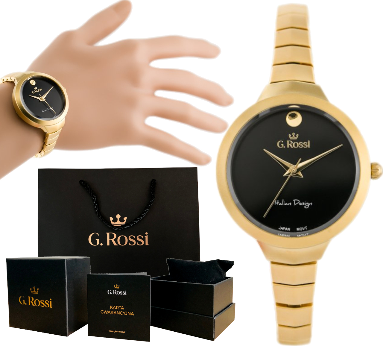 

Piękny Zegarek Damski Wąska Bransoleta G. Rossi