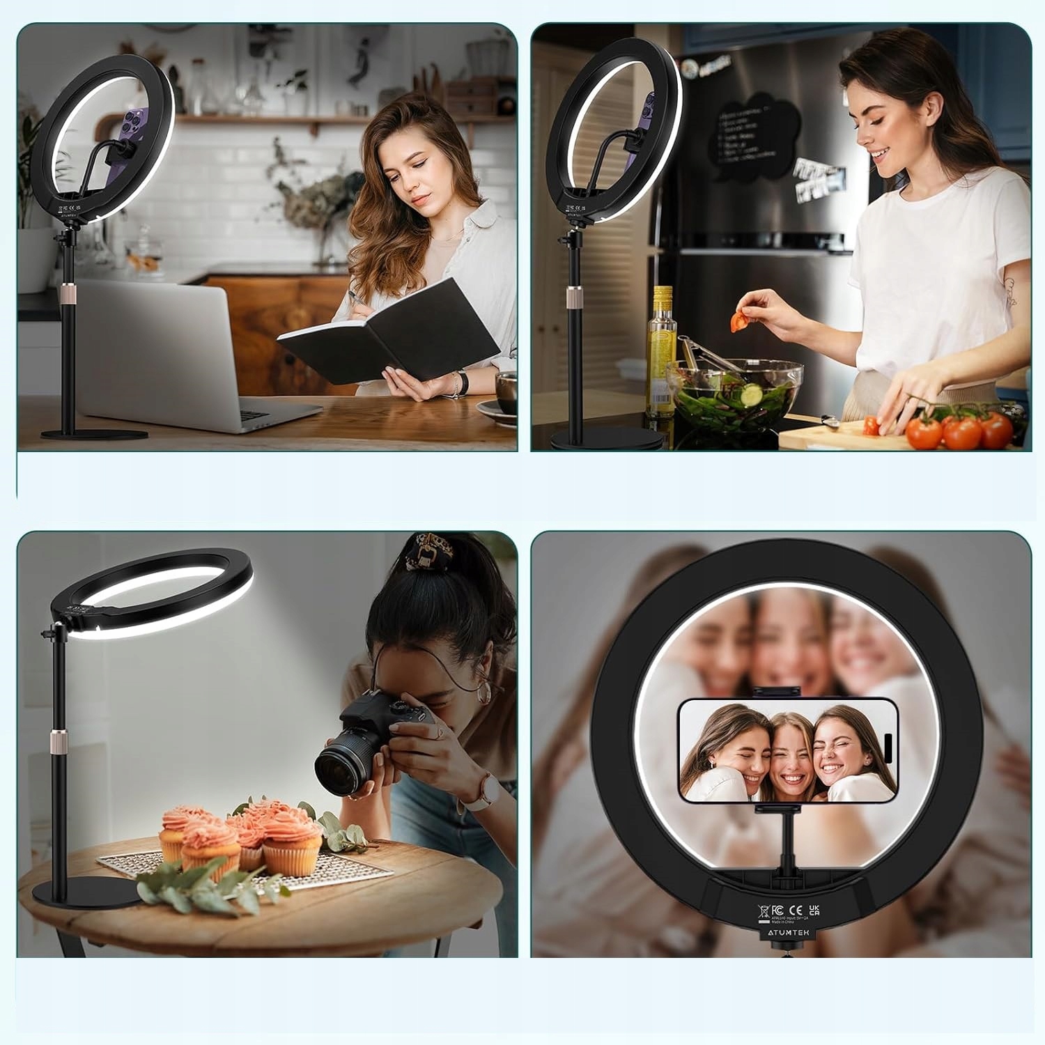 LAMPA PIERŚCIENIOWA 10" LED ZE STOJAKIEM ATUMTEK RING LED Kod producenta B0C5QCLD3P