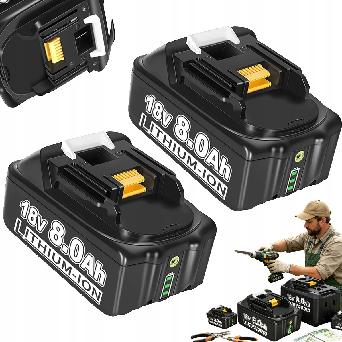 Akumulator Li-ion Bateria Do Makita 18V 8,0Ah BL1850 BL1850B BL1860B 2szt