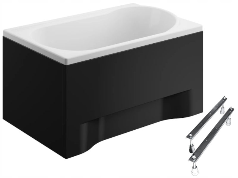 Malá obdélníková vana Polimat Mini 110x70 černá, bonus nohy 3v1
