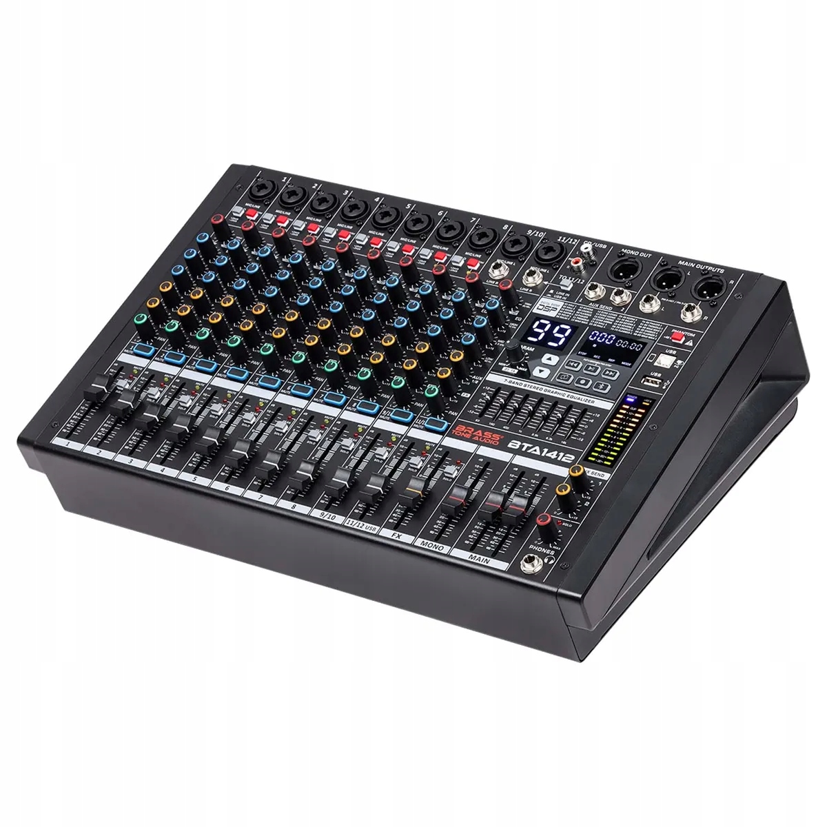 Mixér PowermikserBTA1412 Brass Tone Audio 2x350W Rms 12 kanálový BTA1412