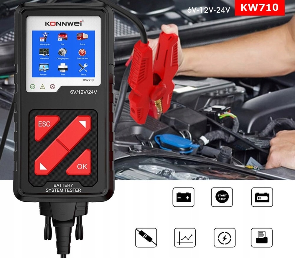 TESTER DO AKUMULATOROW BATERII 6V 12V 24V 2 220AH Mark Konnwei