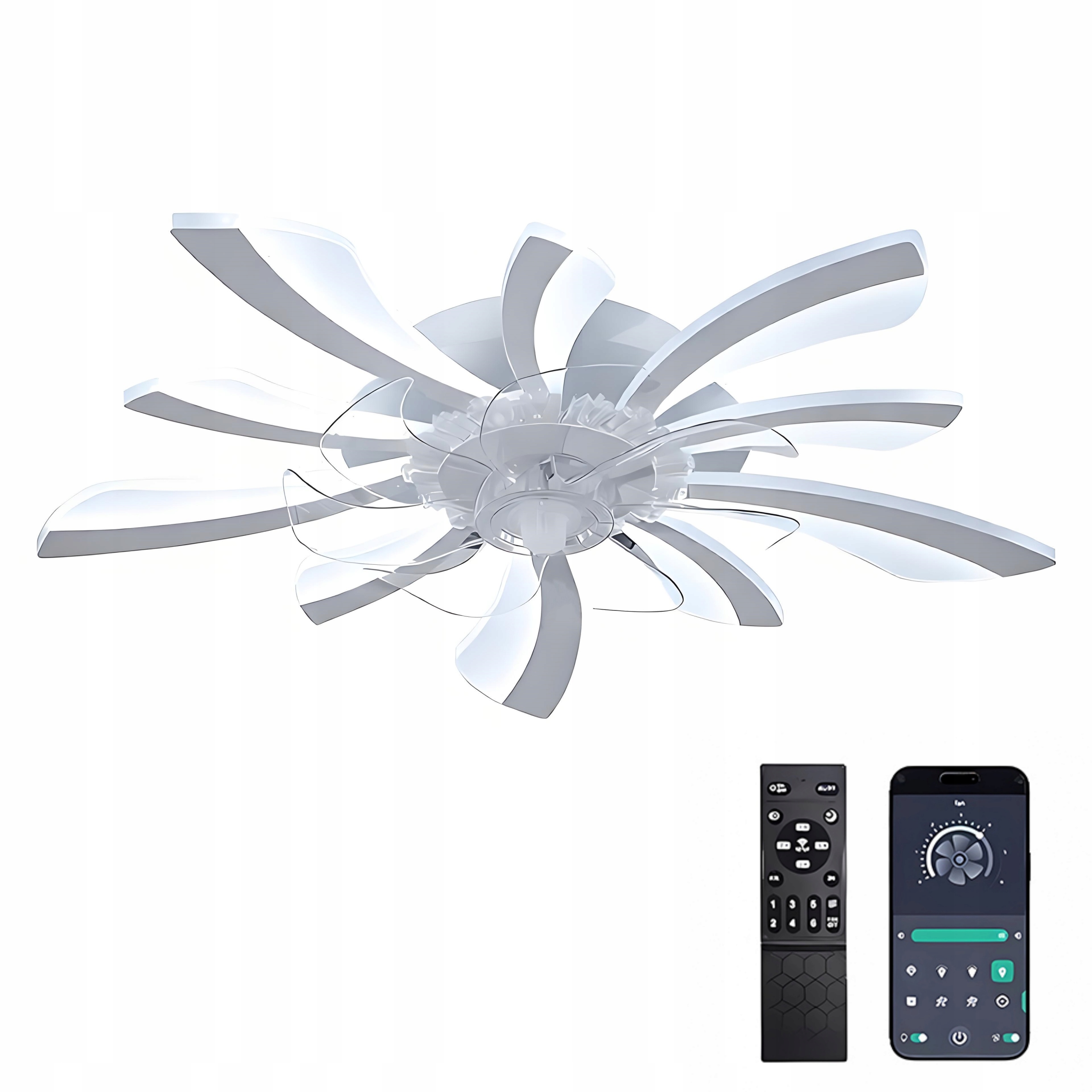 Stropní Svítidlo S Led Závěsným Ventilátorem, Moderní Bílý Lustr S Dálkovým Ovládáním