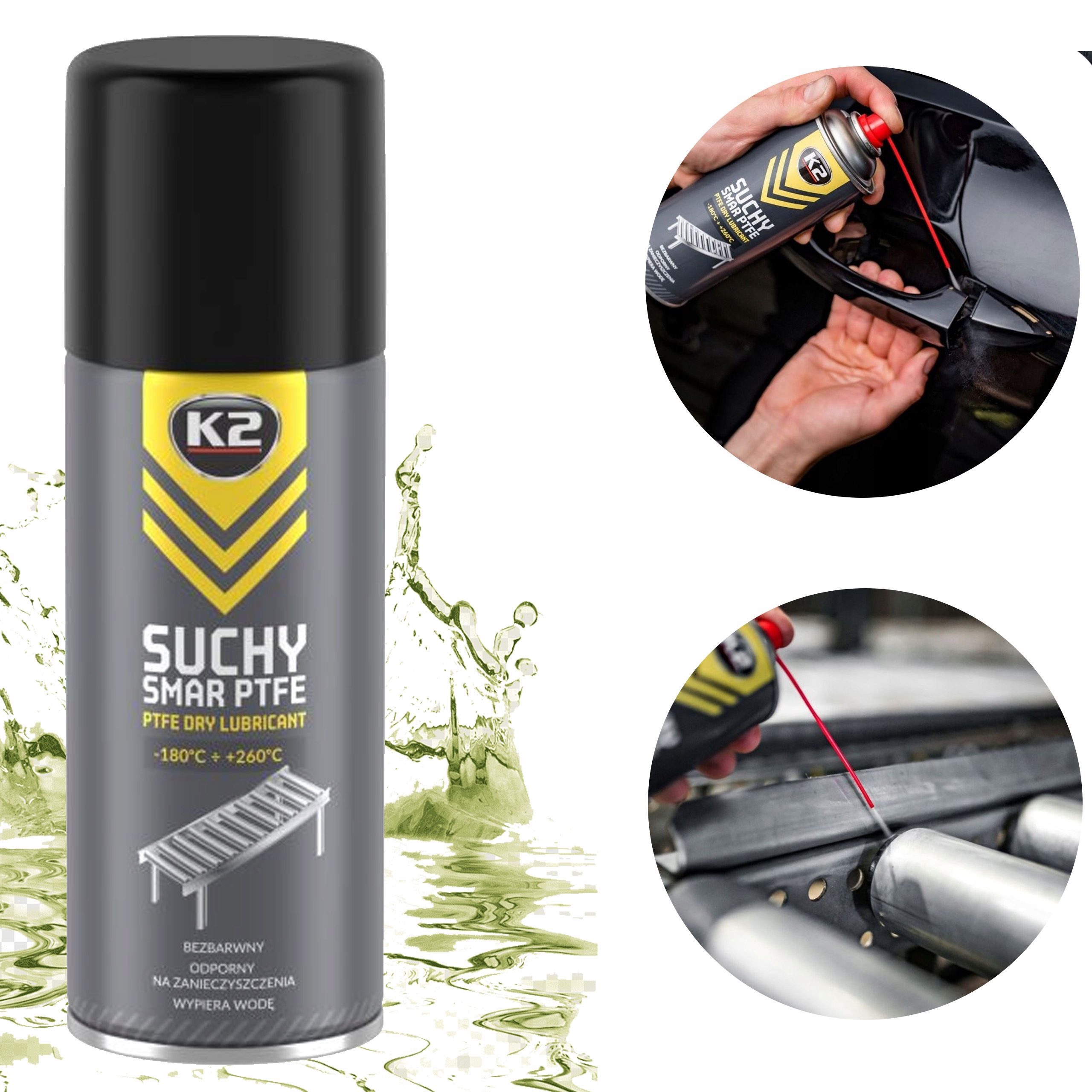 K2 Biały Smar Litowy Z Teflonem Ptfe Spray Ochrona Smaruje Chroni 400ML