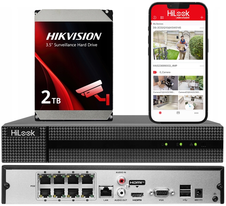 8ch Ip rekordér pro kamery do 8Mpx NVR-108MH-C/8P 2TB Hdd Hikvision