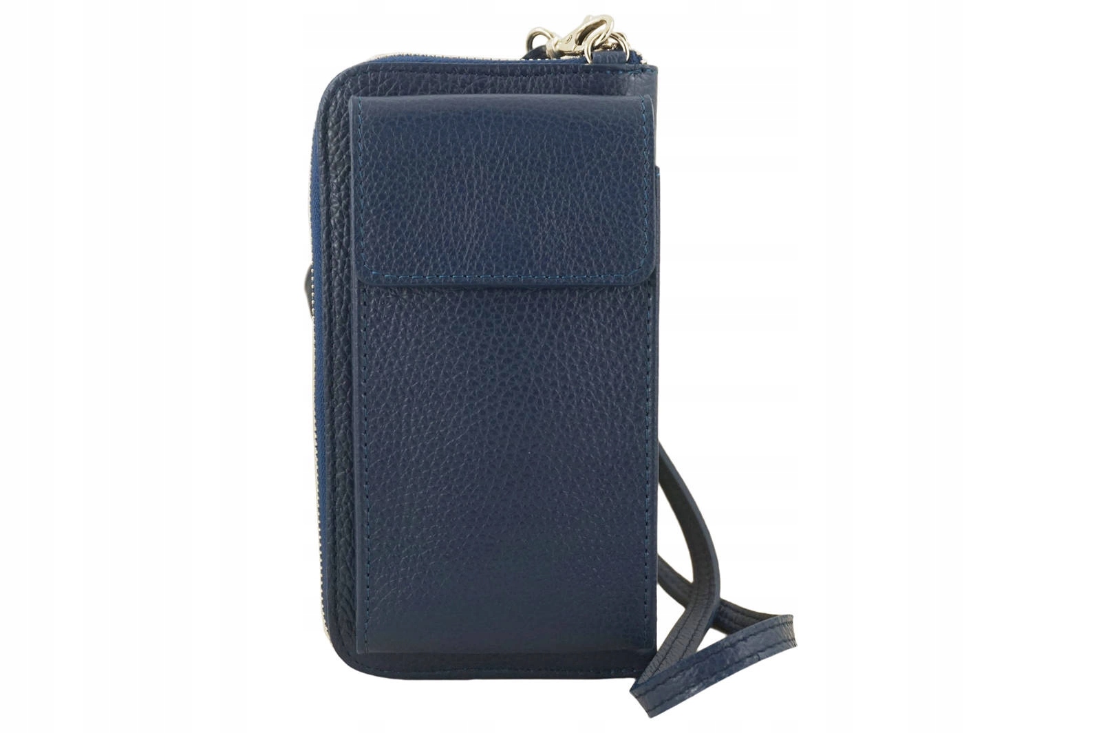 Peněženka pouzdro na telefon z přírodní kůže – tmavě modrá