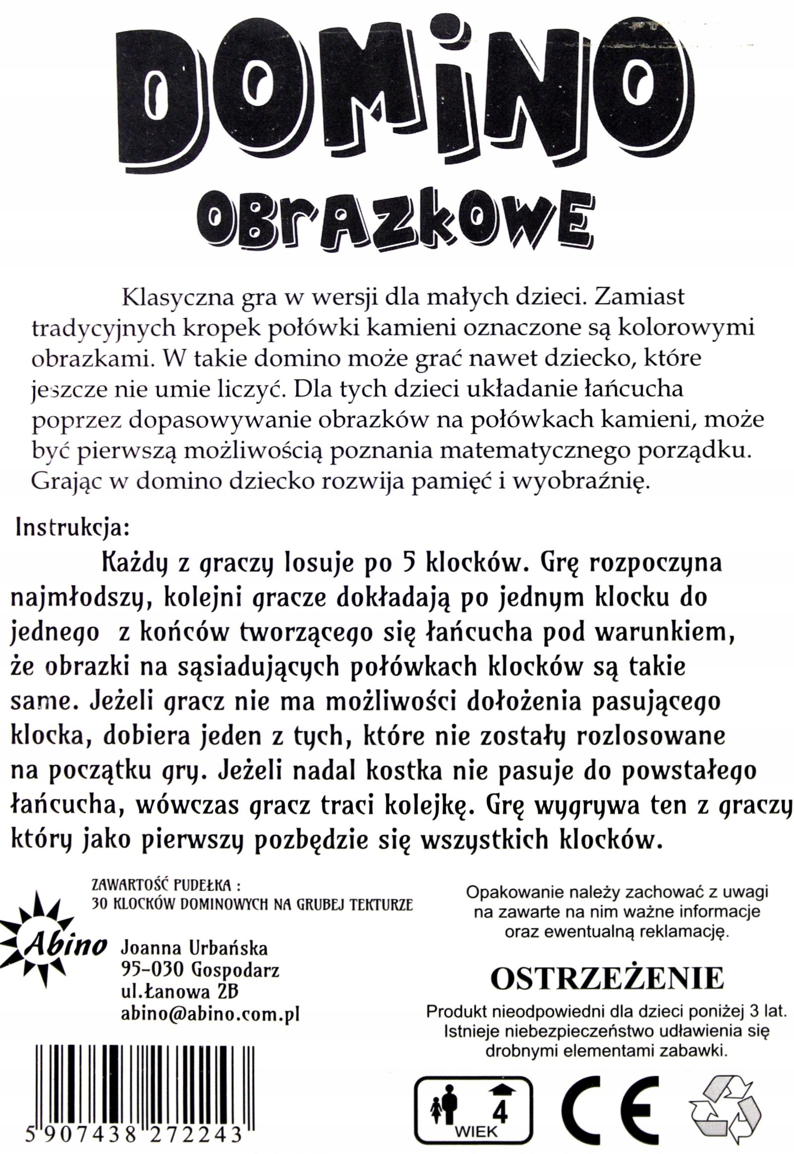 ABINO GRA DOMINO DREWNIANE 655403 [GRA] Stan opakowania oryginalne