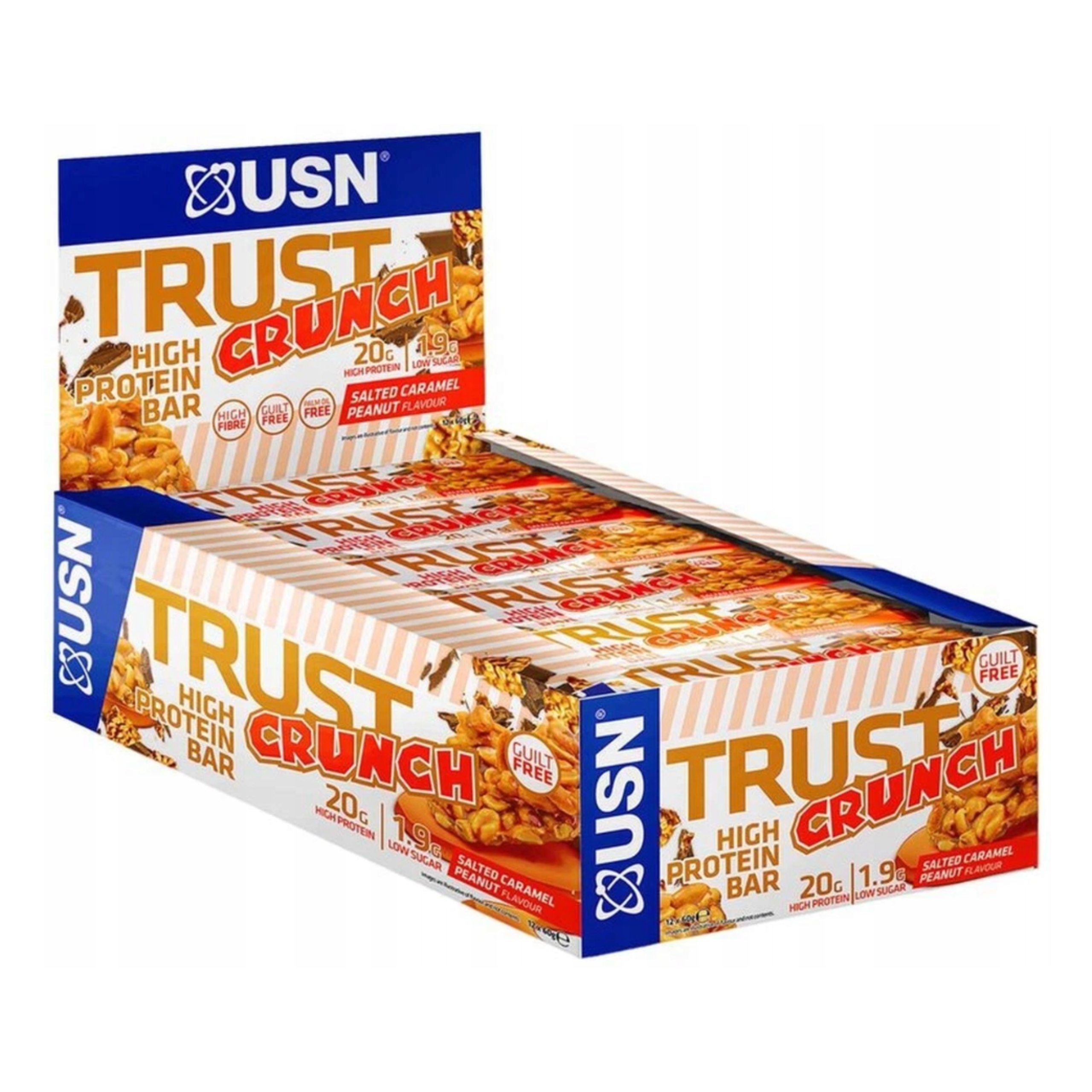 Proteinová Tyčinka Usn Trust Crunch 12x60g Slaný Karamel 20g Bílkoviny Vláknina